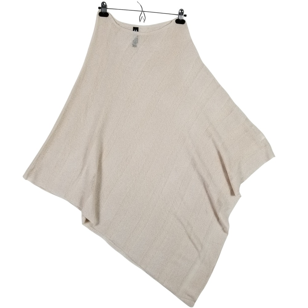 MarlaWynne Poncho Women One Size Beige Asymmetrical Open Knit Layering Topper